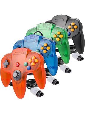 4 Pack Wired N64 Controllers with Upgraded Joystick - Classic Retro Gaming Set